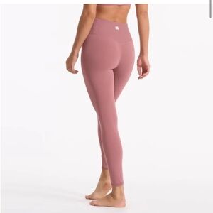 Vuori Rib Studio Leggings in Marsala Pink Full Length Athletic Pants High Rise